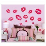 Post-on wall stickers - Lips in pink